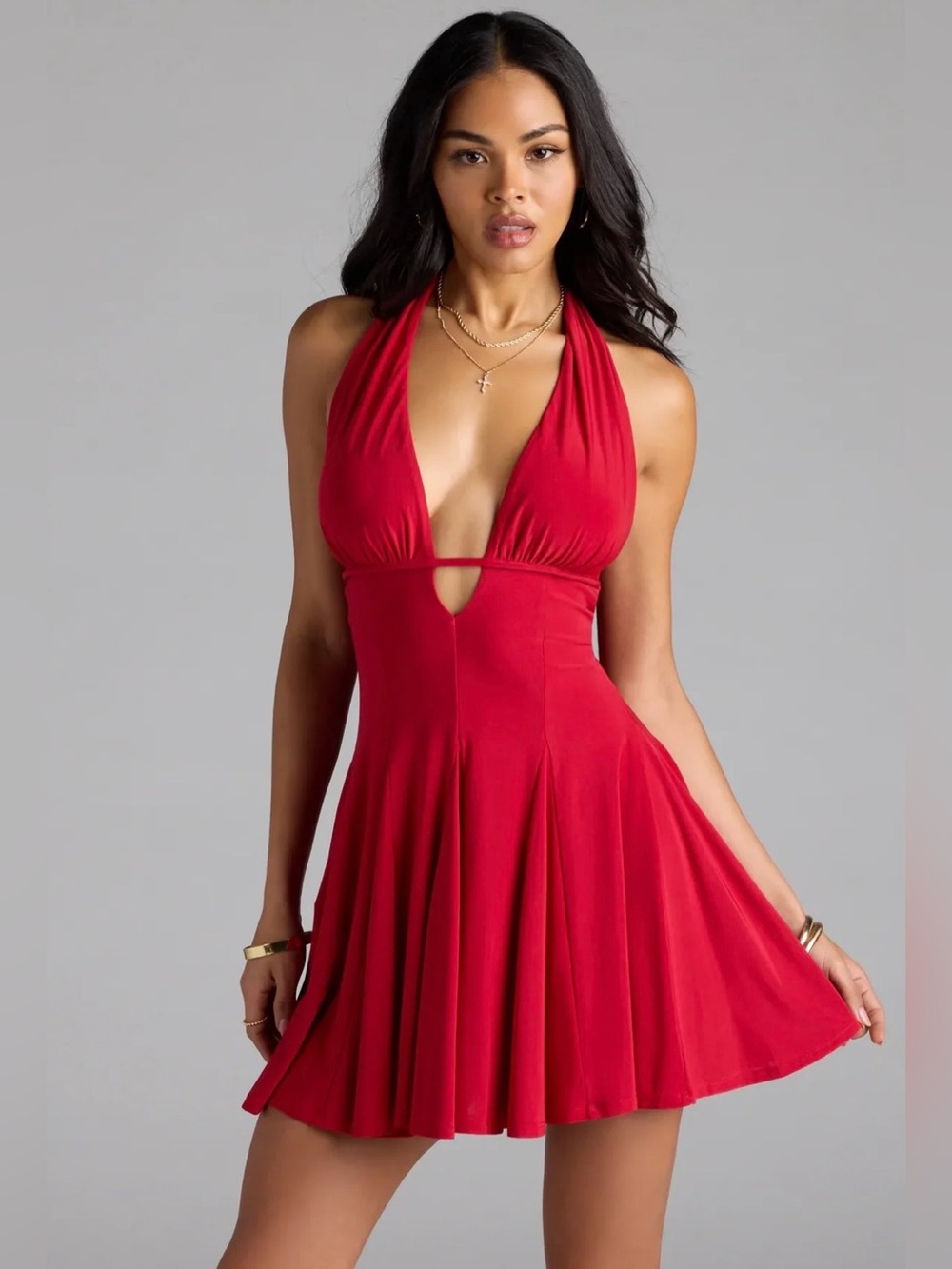 Windsor Red Halter Mini Dress